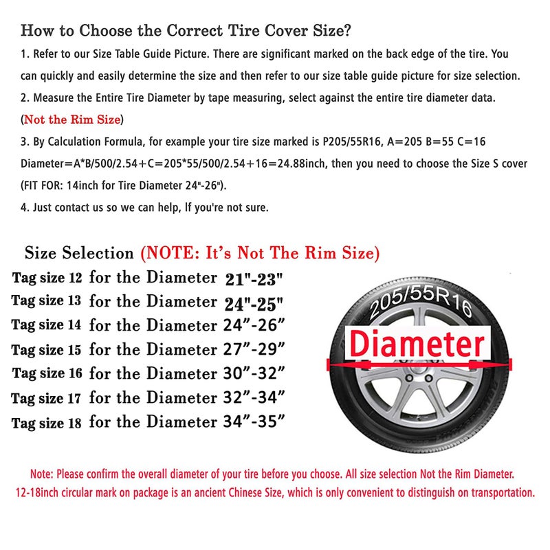 Moonet PVC Leather Spare Tire Wheel Cover for Car Truck SUV Camper Trailer Universal Fit RV JP FJ, R15 Black (for Overall Wheel Diameter 27-29 inch) - Image 2